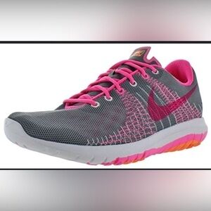 Nike gray‎ pink 5 youth gym shoes Nike flex fury